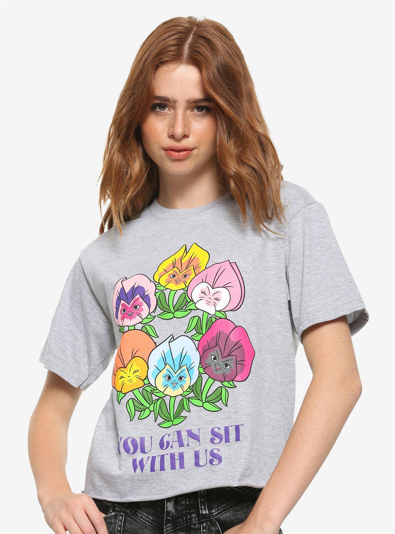 Disney Alice In Wonderland You Can Sit With Us Flowers Girls Crop T-Shirt, MULTI, hi-res
