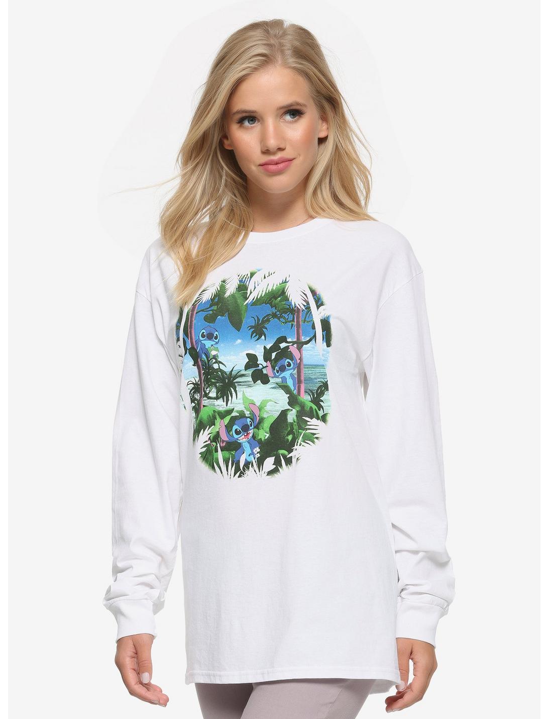 Disney Lilo & Stitch Palms Out Women's Long Sleeve T-Shirt - BoxLunch Exclusive, WHITE, hi-res
