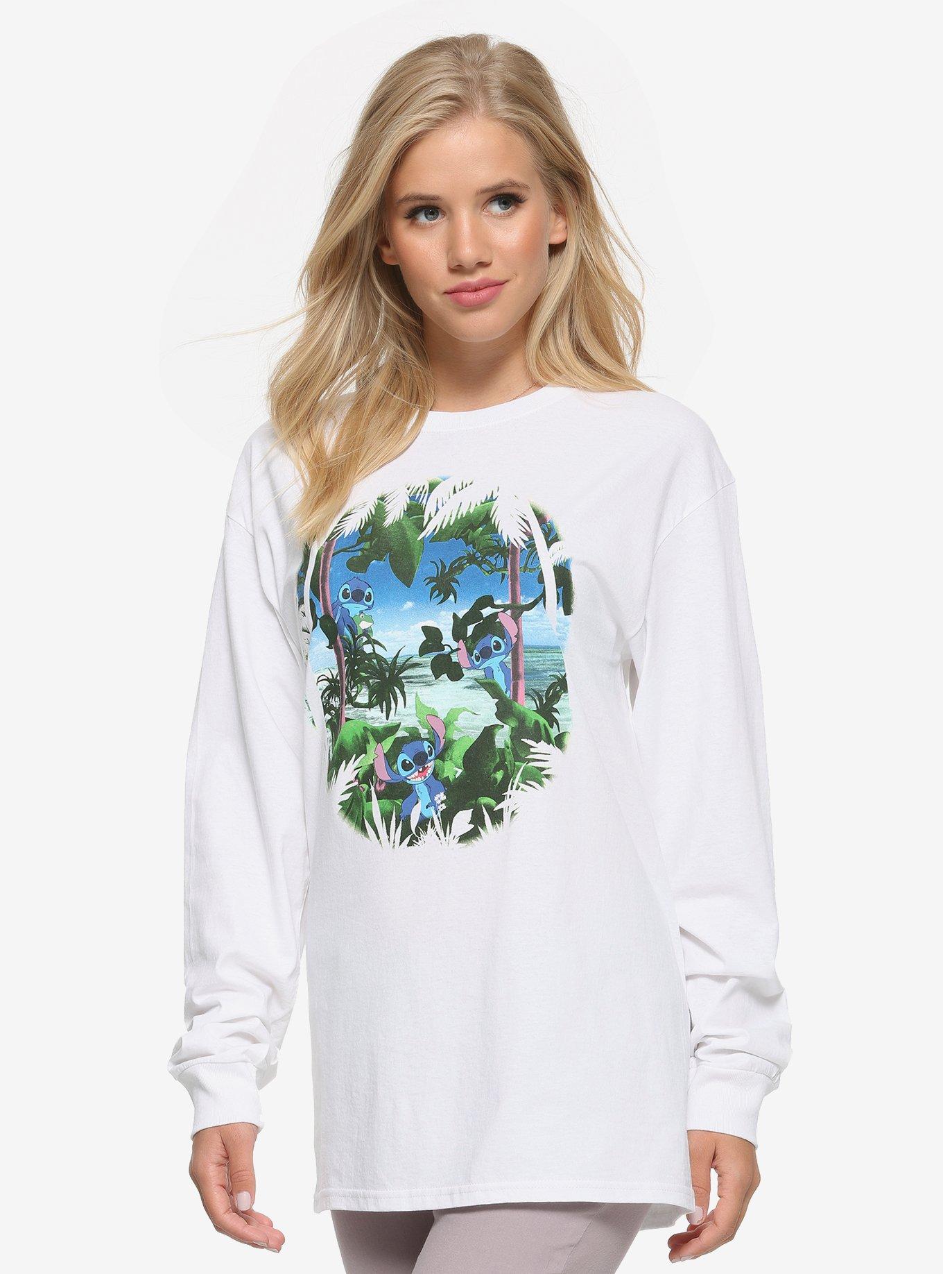 Disney Lilo & Stitch Palms Out Women's Long Sleeve T-Shirt - BoxLunch Exclusive, WHITE, hi-res