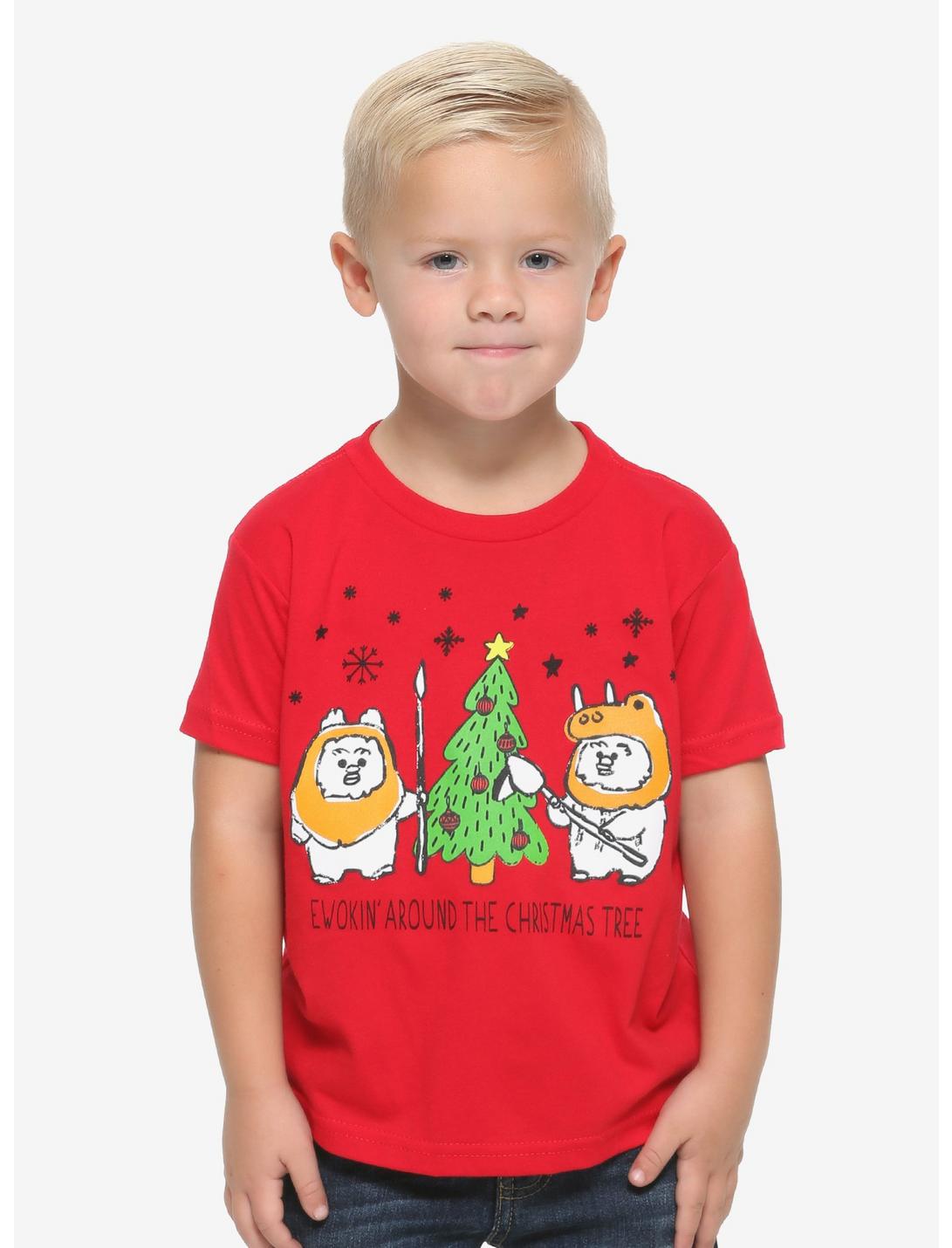 Star Wars Ewokin' Around the Christmas Tree Toddler T-Shirt - BoxLunch Exclusive, RED, hi-res