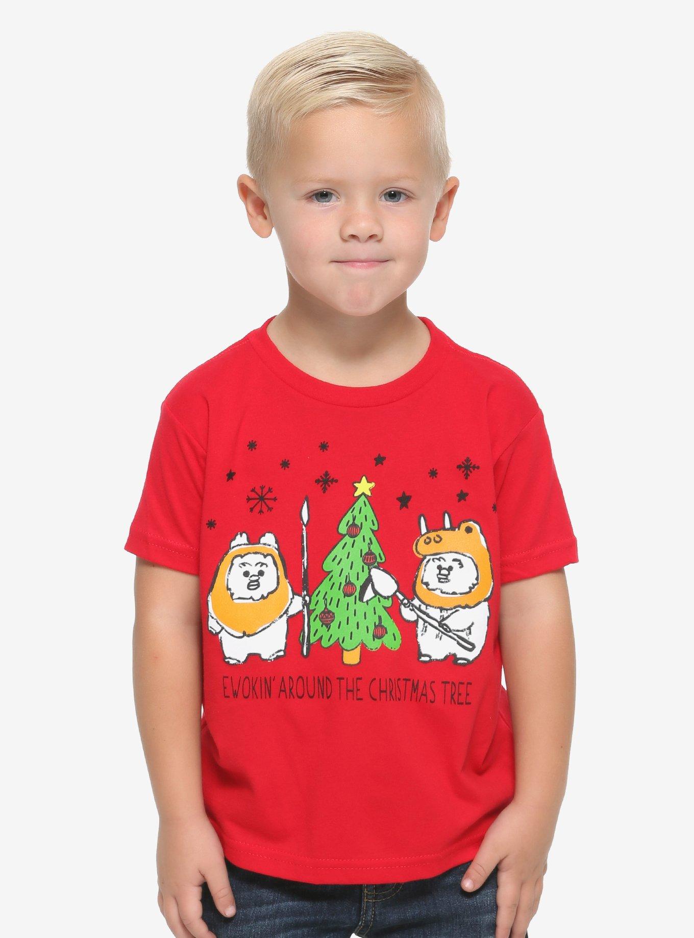 Star Wars Ewokin' Around the Christmas Tree Toddler T-Shirt - BoxLunch Exclusive, RED, hi-res