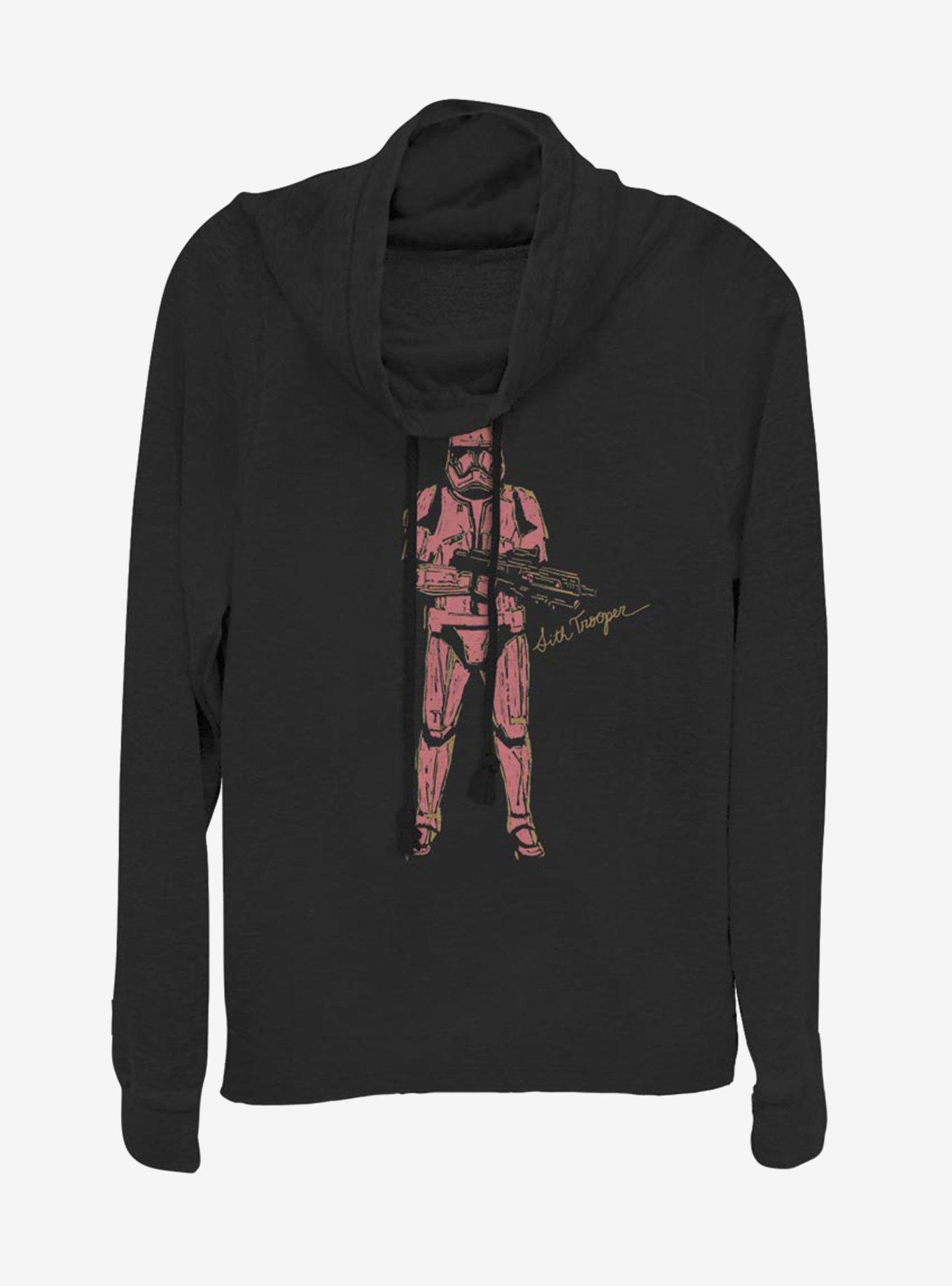 Star Wars Episode IX Rise of Skywalker Red Trooper Cowl Neck Long-Sleeve Girls Top, BLACK, hi-res