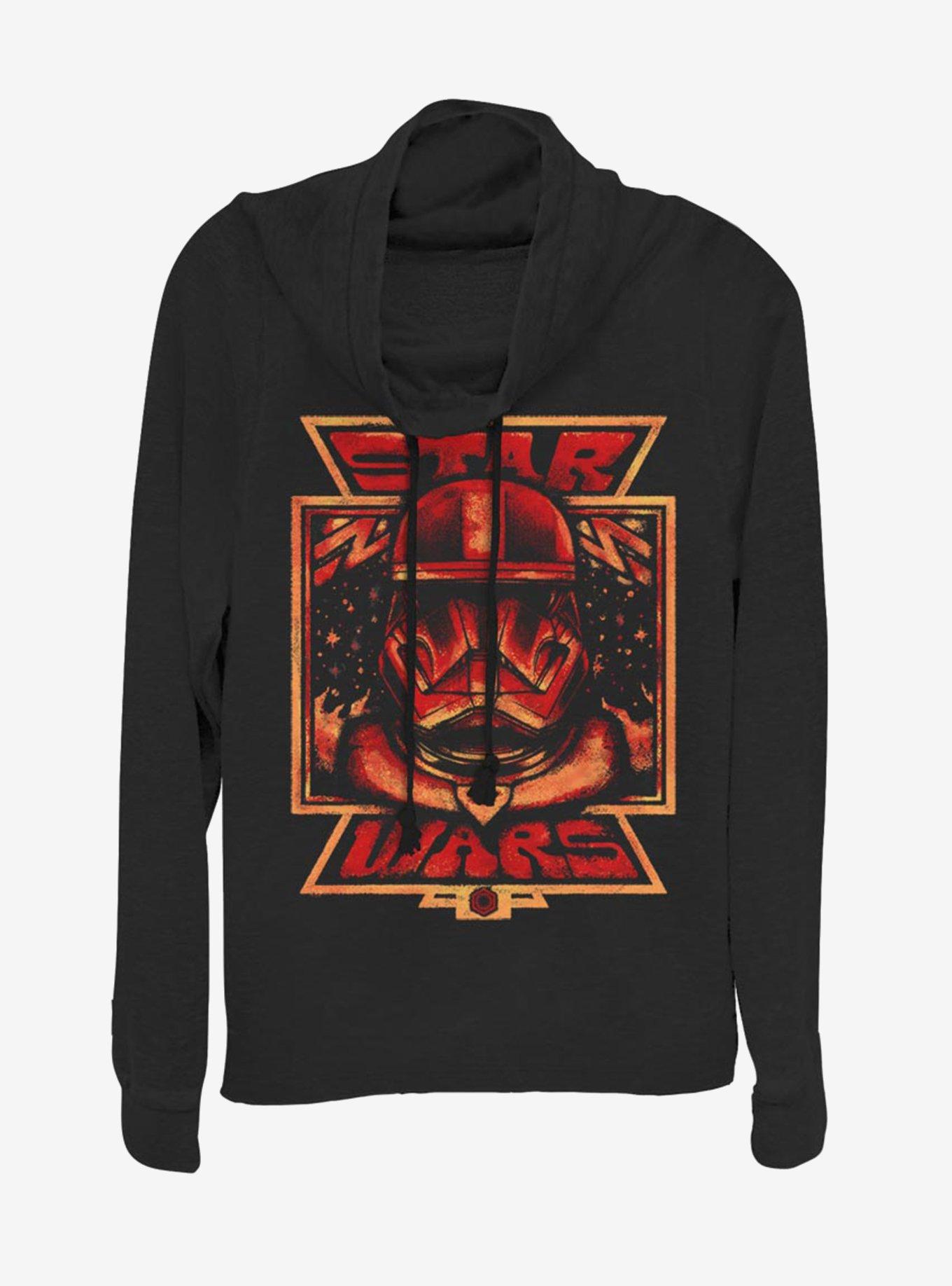 Star Wars Episode IX Rise of Skywalker Red Trooper Red Perspective Cowl Neck Long-Sleeve Girls Top, BLACK, hi-res