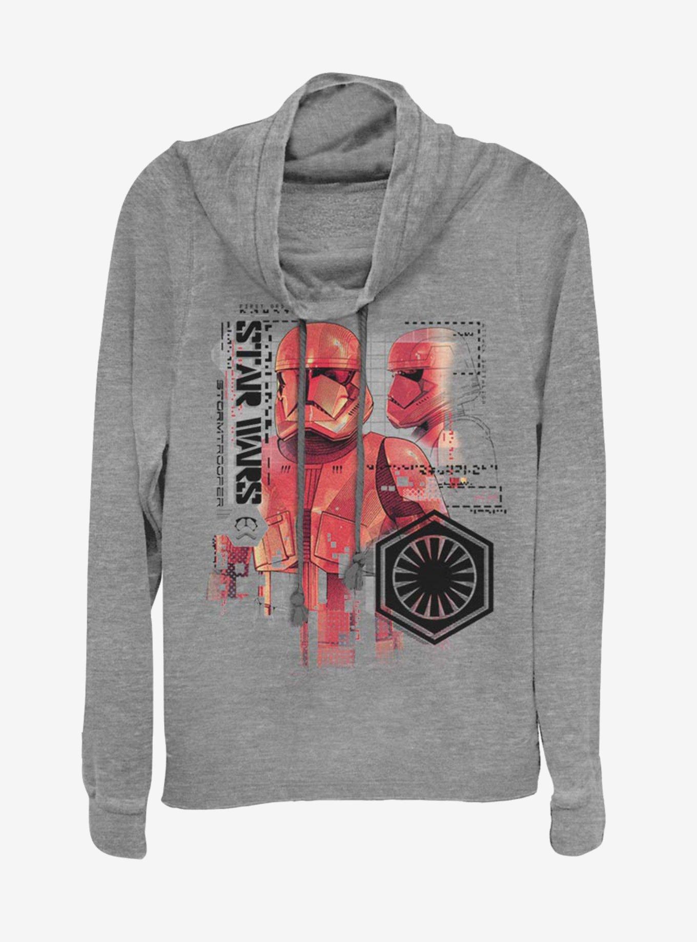 Star Wars Episode IX Rise of Skywalker Red Trooper Schematic Cowl Neck Long-Sleeve Girls Top, GRAY HTR, hi-res