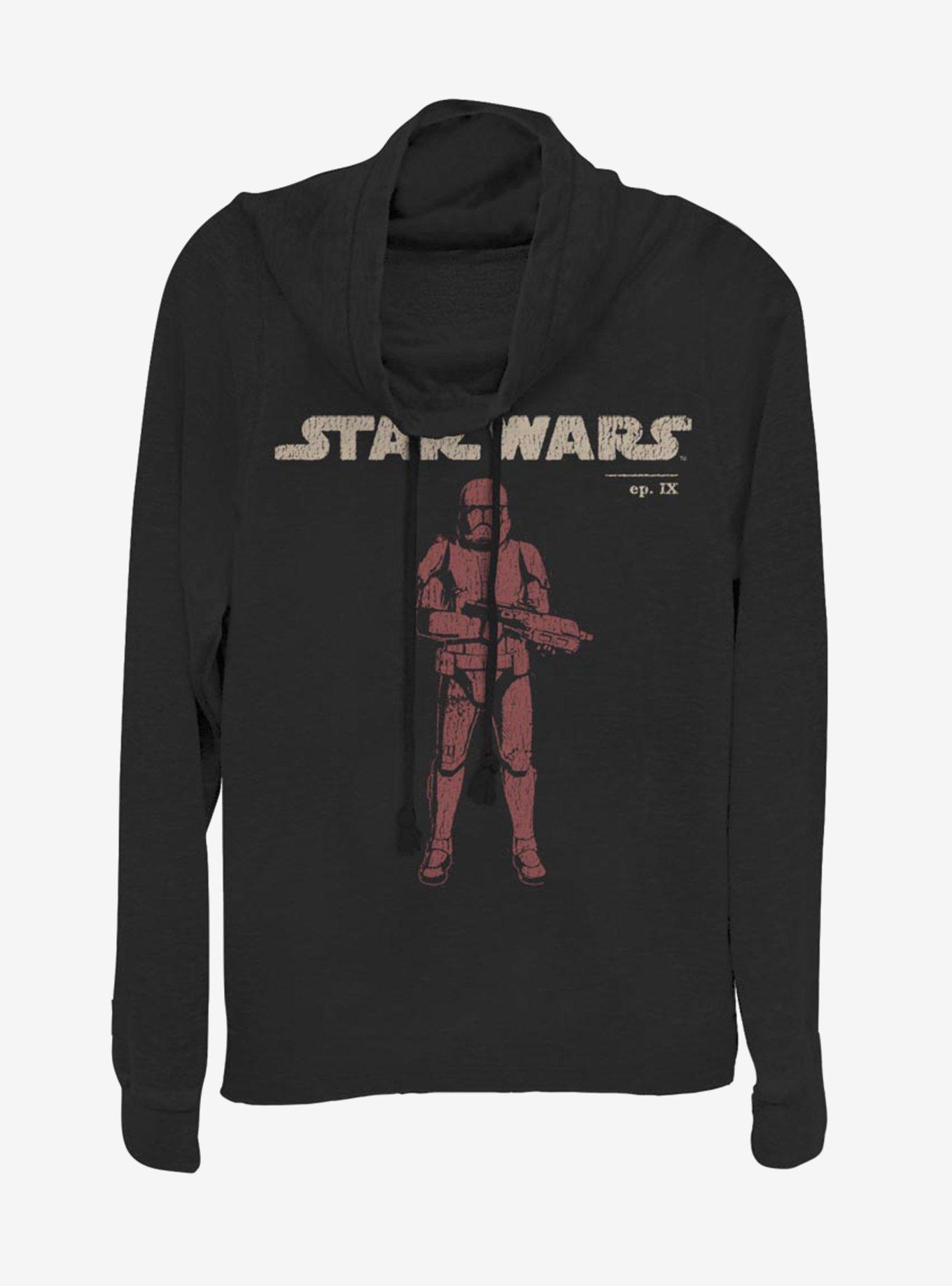 Star Wars Episode IX Rise of Skywalker Red Trooper Vigilant Cowl Neck Long-Sleeve Girls Top, BLACK, hi-res