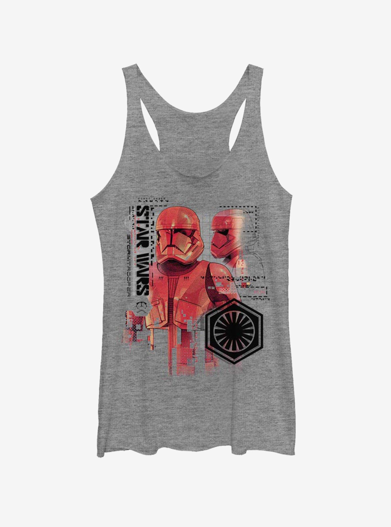Star Wars Episode IX Rise of Skywalker Red Trooper Schematic Girls Tank, GRAY HTR, hi-res