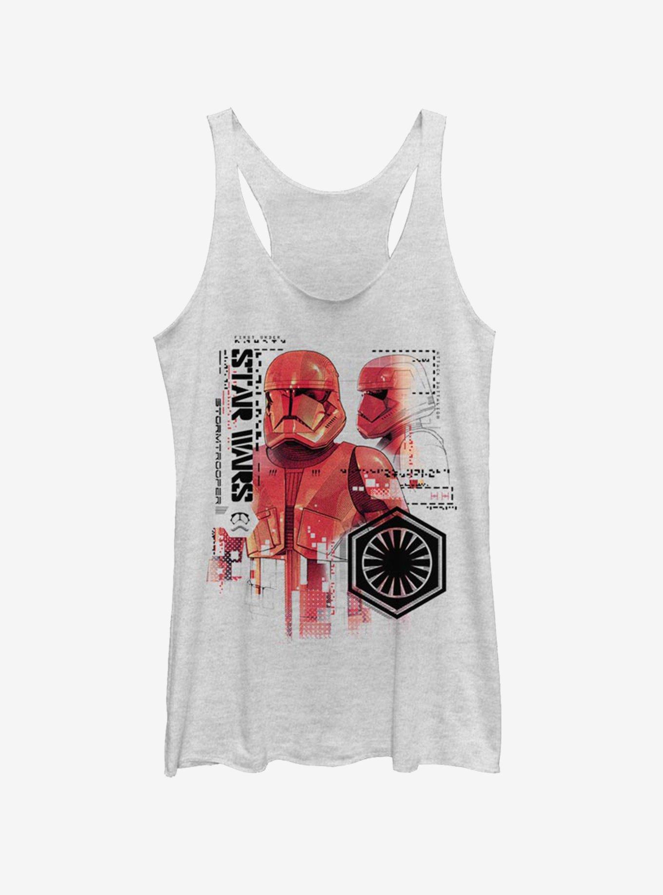 Star Wars Episode IX Rise of Skywalker Red Trooper Schematic Girls Tank, WHITE HTR, hi-res