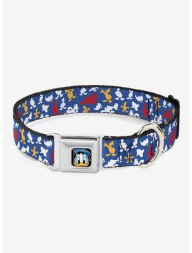 Disney Donald Duck Face Poses Scattered Blue White Red Yellow Seatbelt Buckle Dog Collar, , hi-res