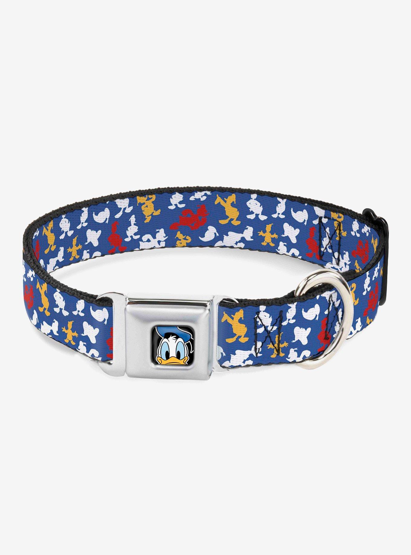 Disney Donald Duck Face Poses Scattered Blue White Red Yellow Seatbelt Buckle Dog Collar, , hi-res