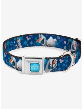 Disney Frozen Olaf Poses Snowflakes Blues Seatbelt Buckle Dog Collar, , hi-res