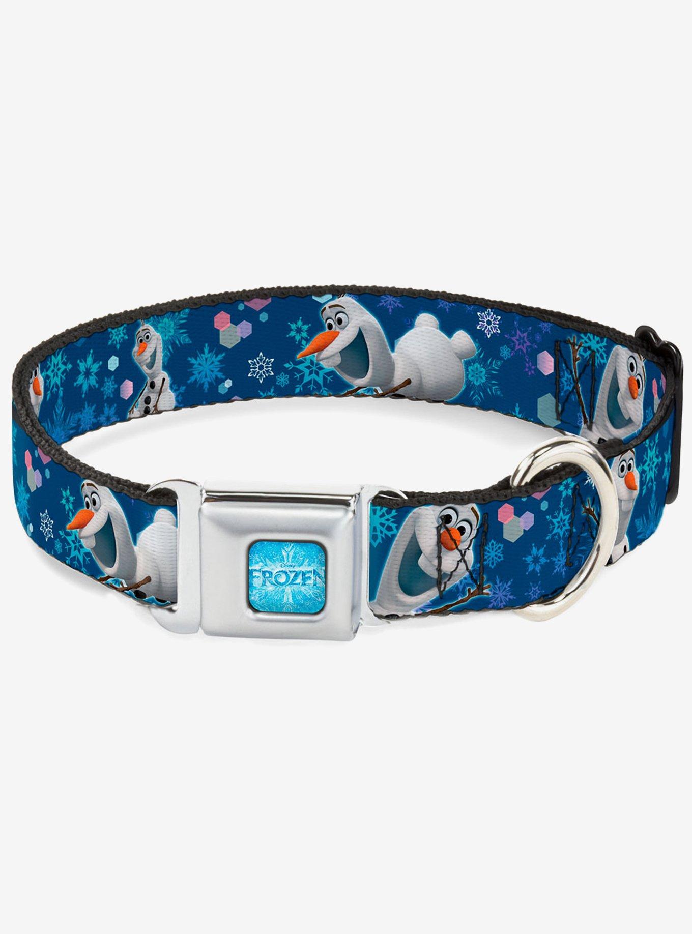 Disney Frozen Olaf Poses Snowflakes Blues Seatbelt Buckle Dog Collar, , hi-res