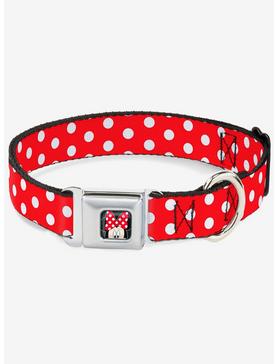 Disney Minnie Mouse Polka Dots Dog Collar Seatbelt Buckle Red White, , hi-res