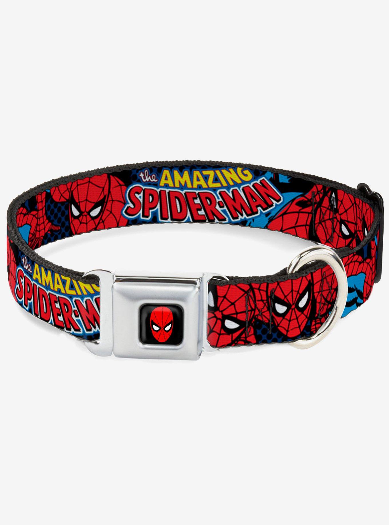 Marvel Amazing Spider-Man Seatbelt Buckle Dog Collar, RED, hi-res