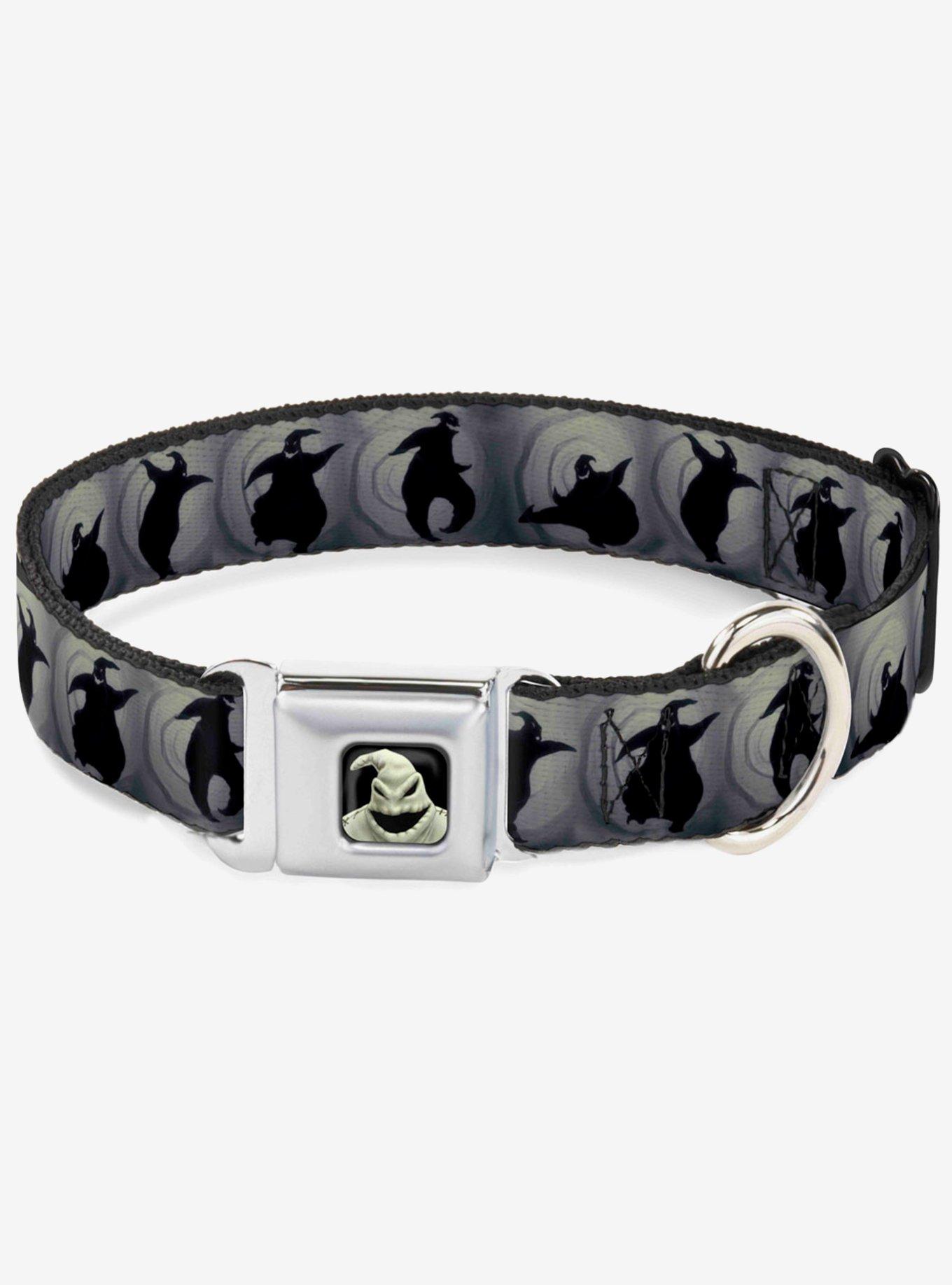 Nightmare Before Christmas Oogie Boogie Silhouette Poses Gray Black Seatbelt Buckle Dog Collar, BLACK, hi-res