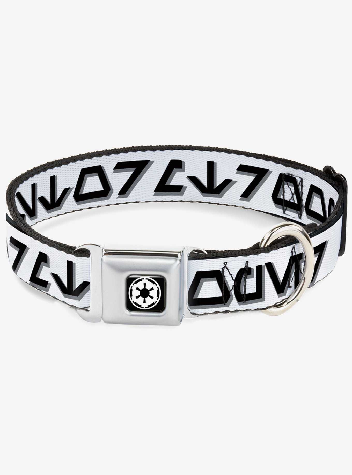 Star Wars Aurebesh Stormtrooper White Gray Black Seatbelt Buckle Dog Collar, , hi-res