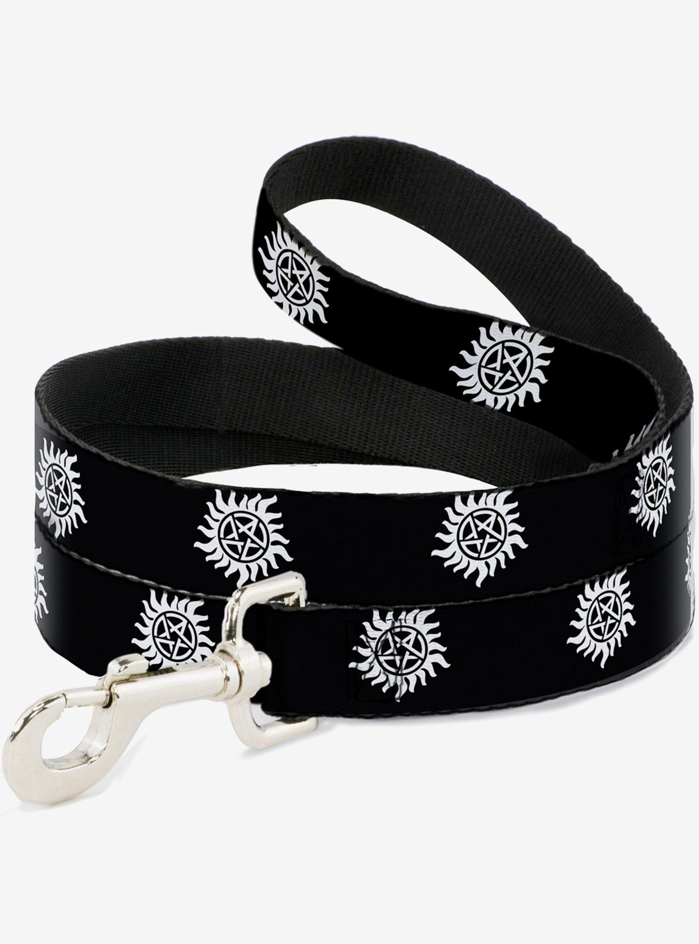 Supernatural Winchester Pentagram Repeat Black White Dog Leash 6 Ft, , hi-res