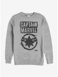 Marvel Captain Marvel Distressed Captain Sweatshirt, ATH HTR, hi-res