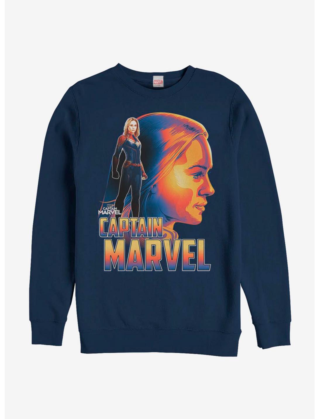 Marvel Captain Marvel Profile Sweatshirt, NAVY, hi-res