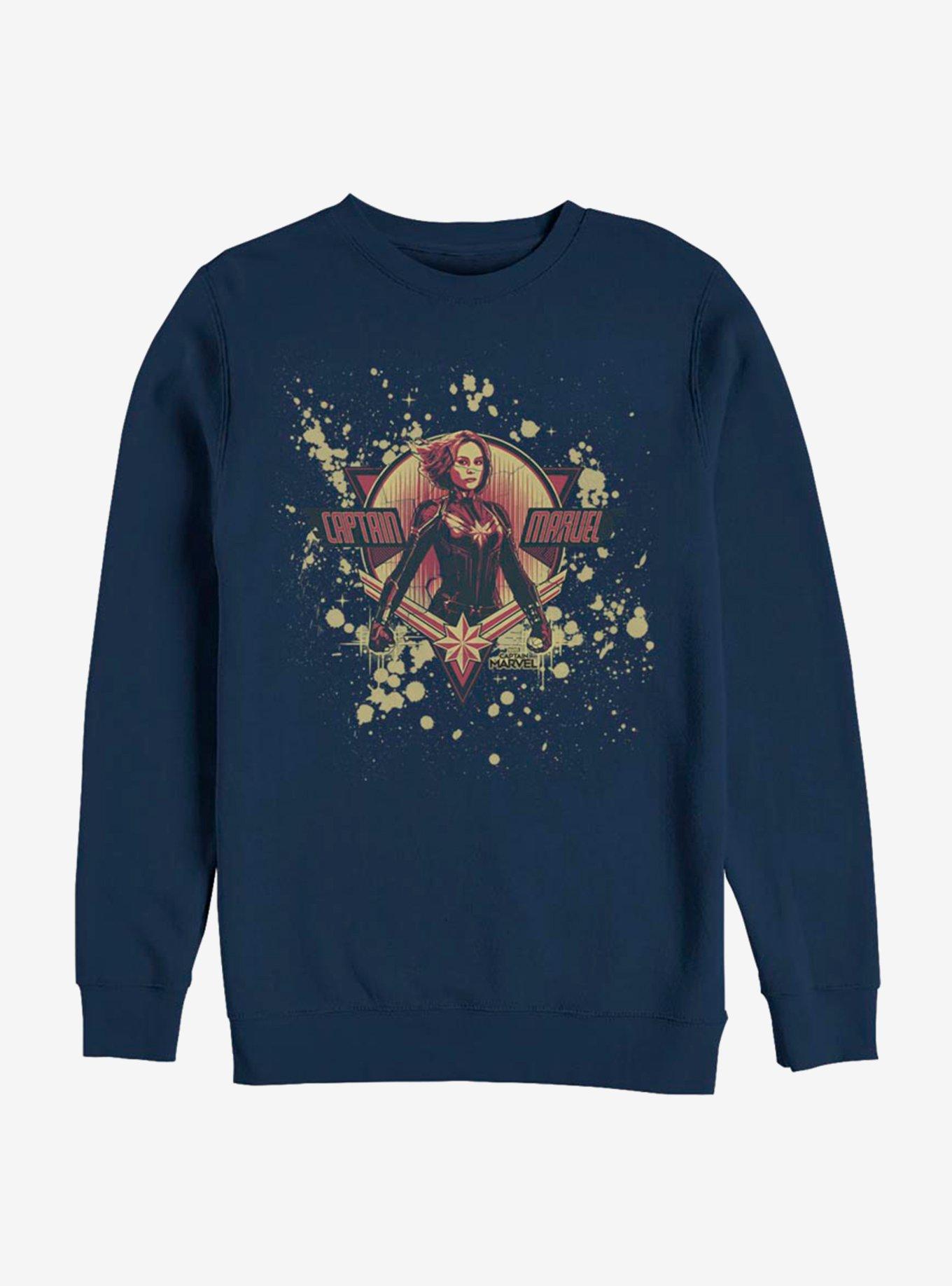 Marvel Captain Marvel Splatter Sweatshirt, NAVY, hi-res
