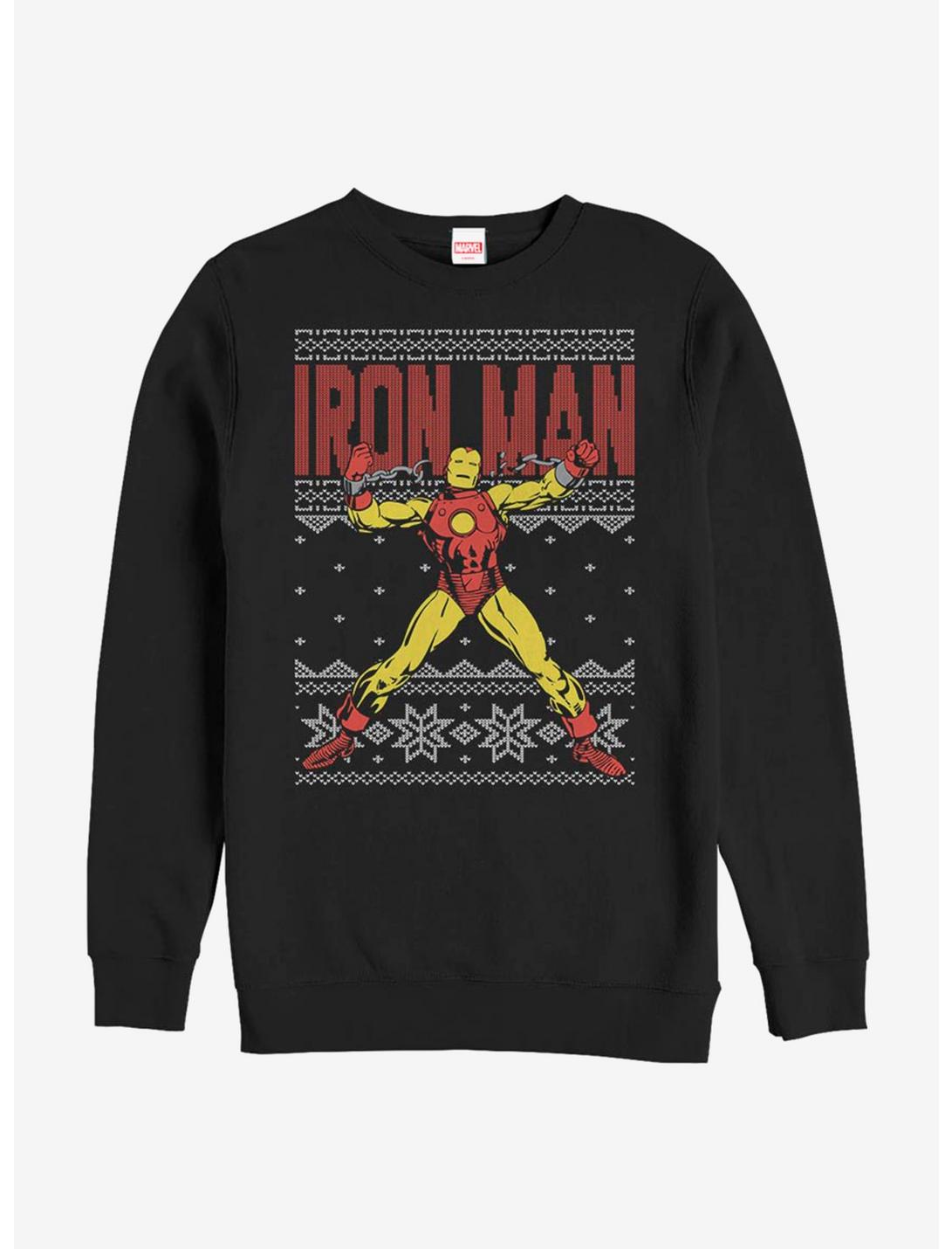 Marvel Iron Man Christmas Sweater Pattern Sweatshirt, BLACK, hi-res
