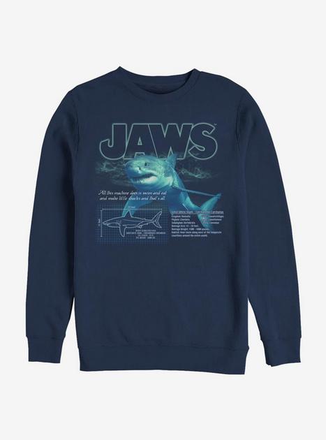 Jaws Shark Blueprint Sweatshirt - BLUE | BoxLunch