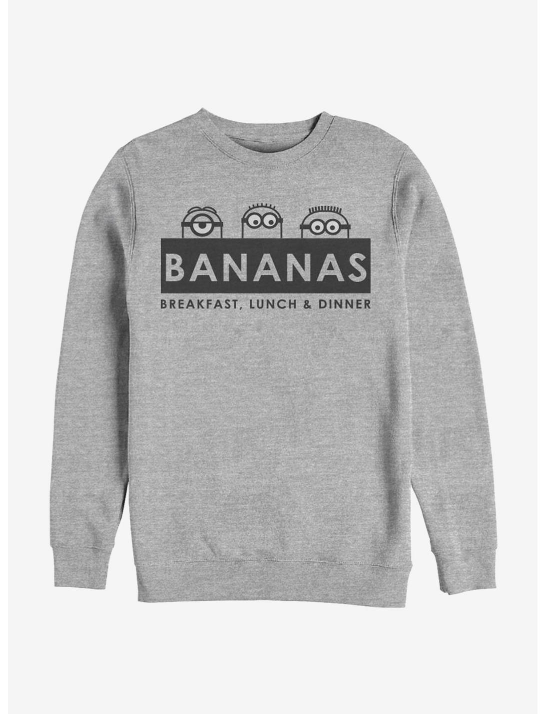 Despicable Me Minions Bananas Breakfast Lunch Dinner Sweatshirt, ATH HTR, hi-res