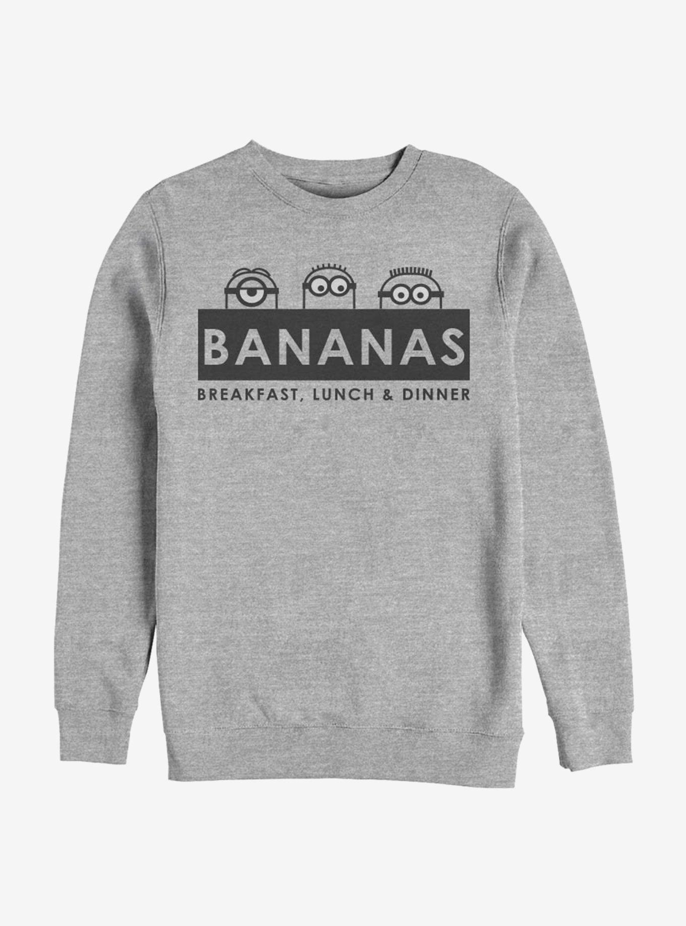 Despicable Me Minions Bananas Breakfast Lunch Dinner Sweatshirt, ATH HTR, hi-res