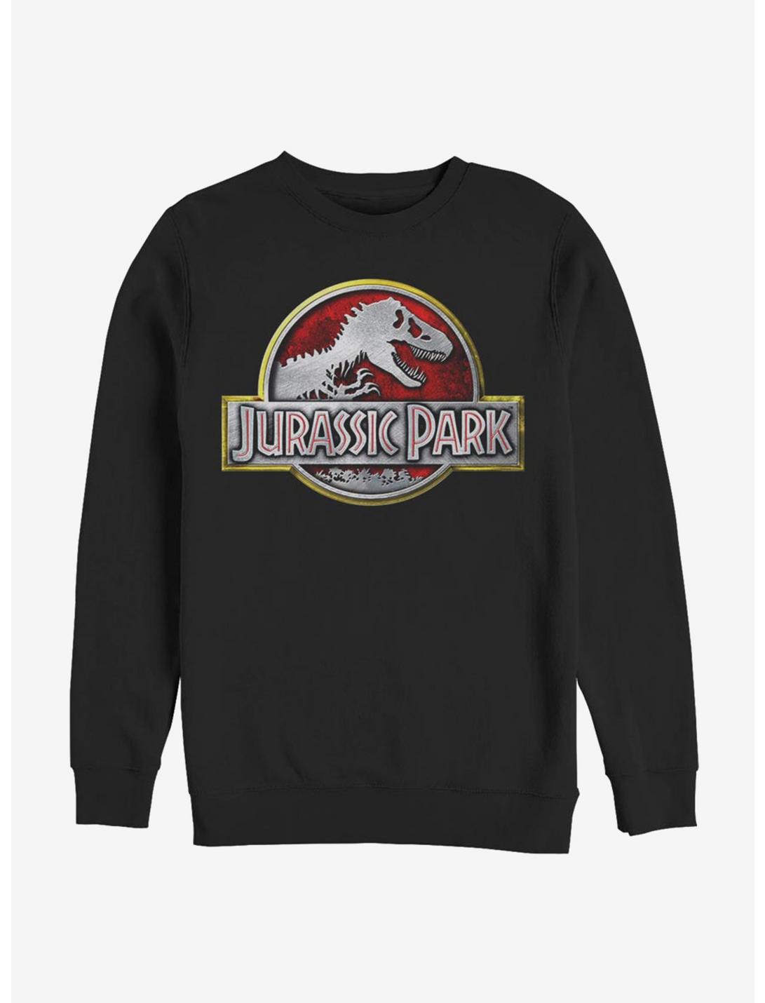 Jurassic Park Chrome Logo Sweatshirt, BLACK, hi-res