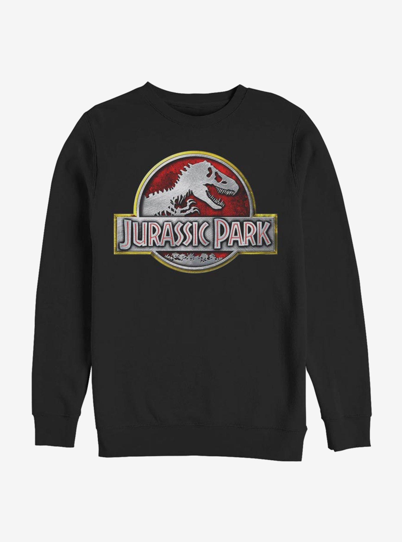 Jurassic Park Chrome Logo Sweatshirt, BLACK, hi-res
