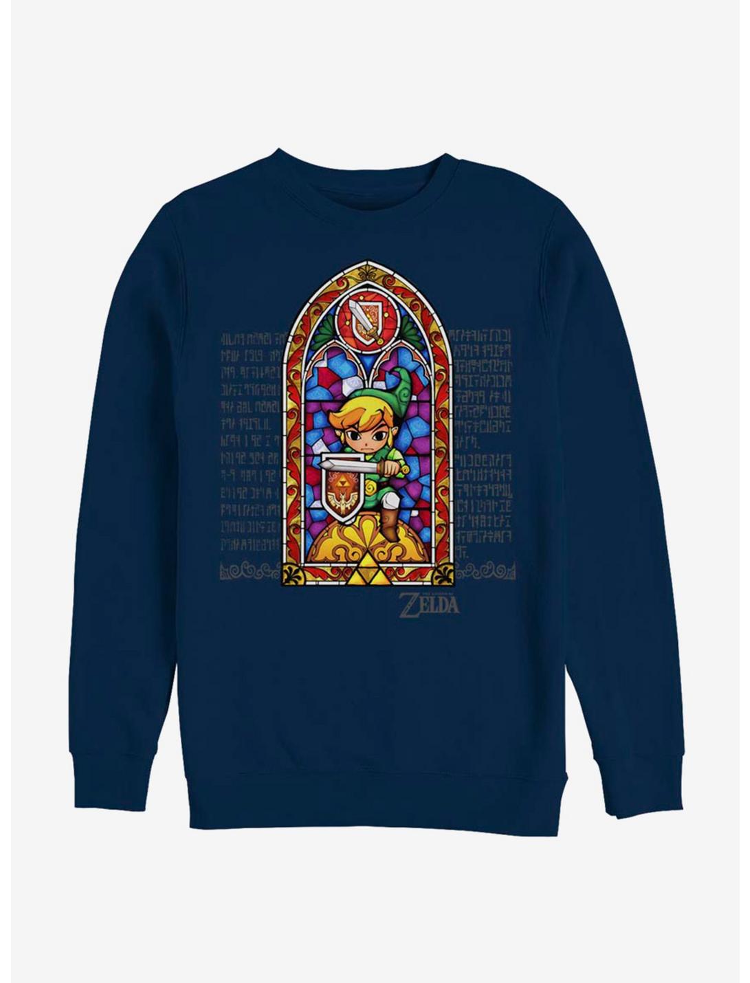 Nintendo The Legend Of Zelda Stained Glass Sweatshirt, NAVY, hi-res