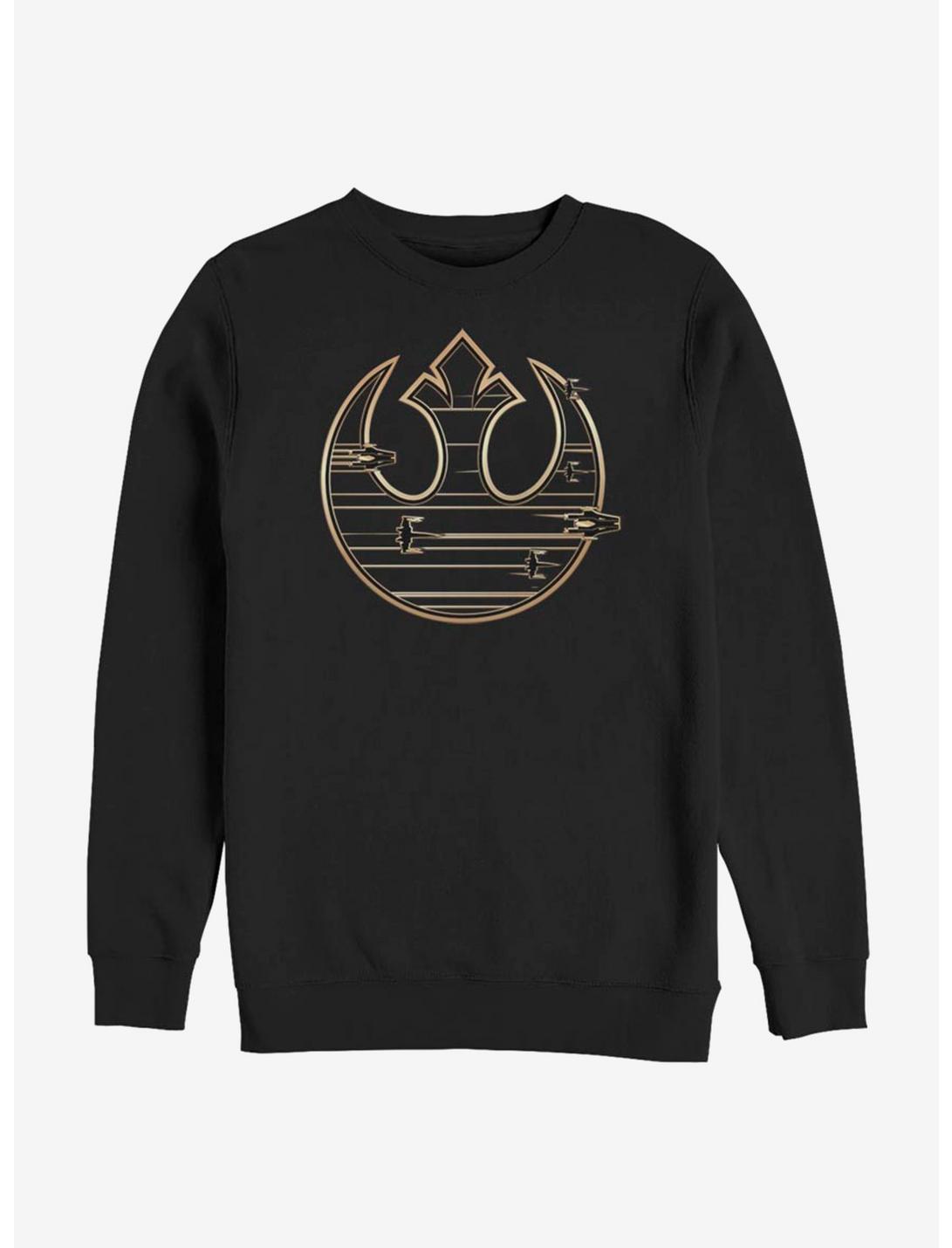 Star Wars Episode VIII The Last Jedi Gold Rebel Alliance Logo Sweatshirt, BLACK, hi-res