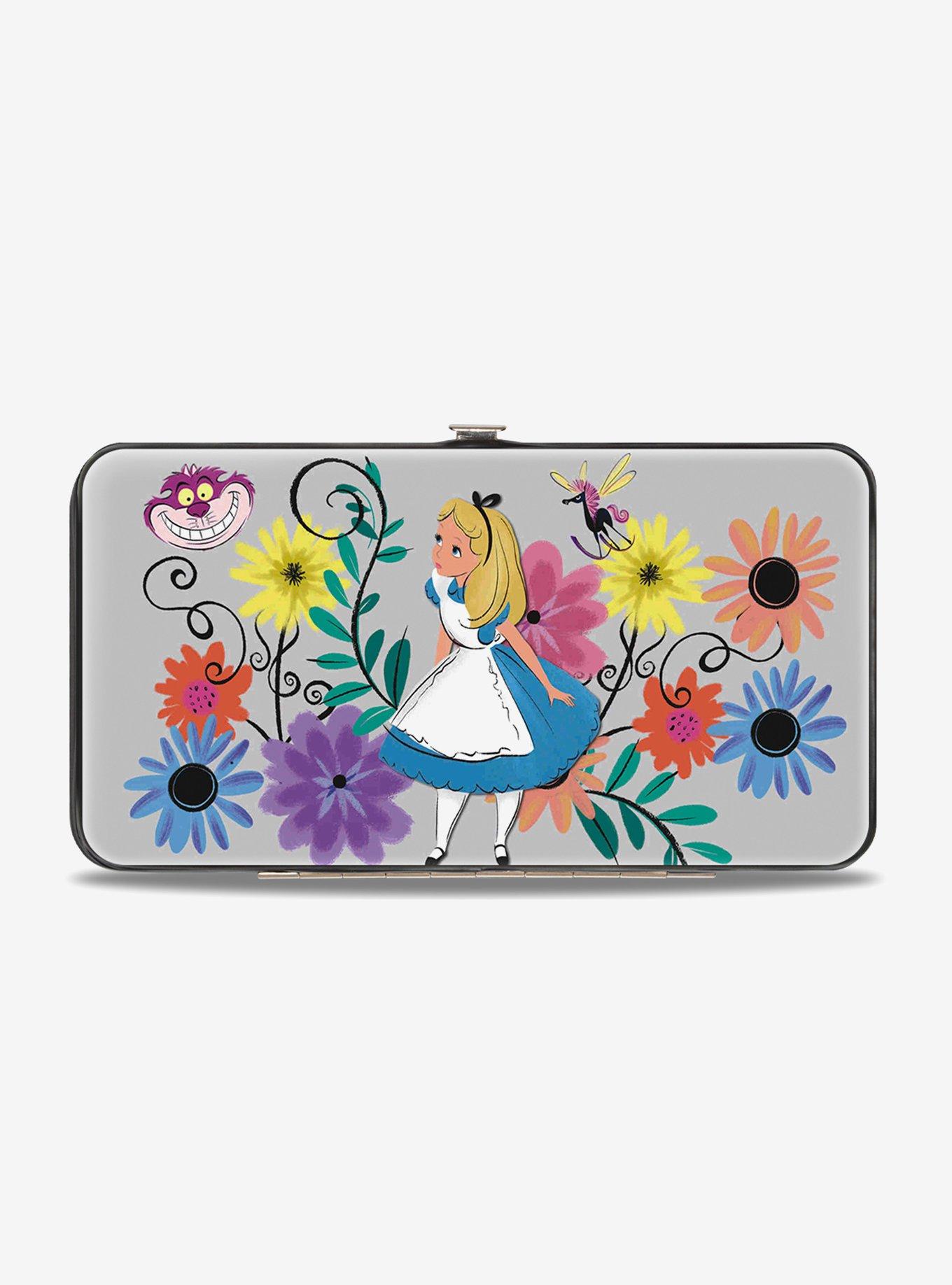 Disney Alice In Wonderland Alice Cheshire Cat Floral Hinged Wallet, , hi-res