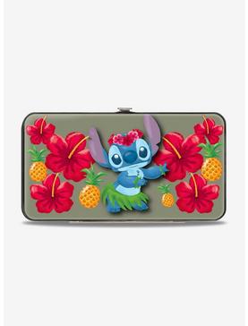 Plus Size Disney Lilo & Stitch Hula Pose Front Back Hibiscus Flowers Pineapples Hinged Wallet, , hi-res