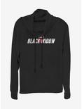 Marvel Black Widow Logo Cowl Neck Long-Sleeve Girls Top, BLACK, hi-res