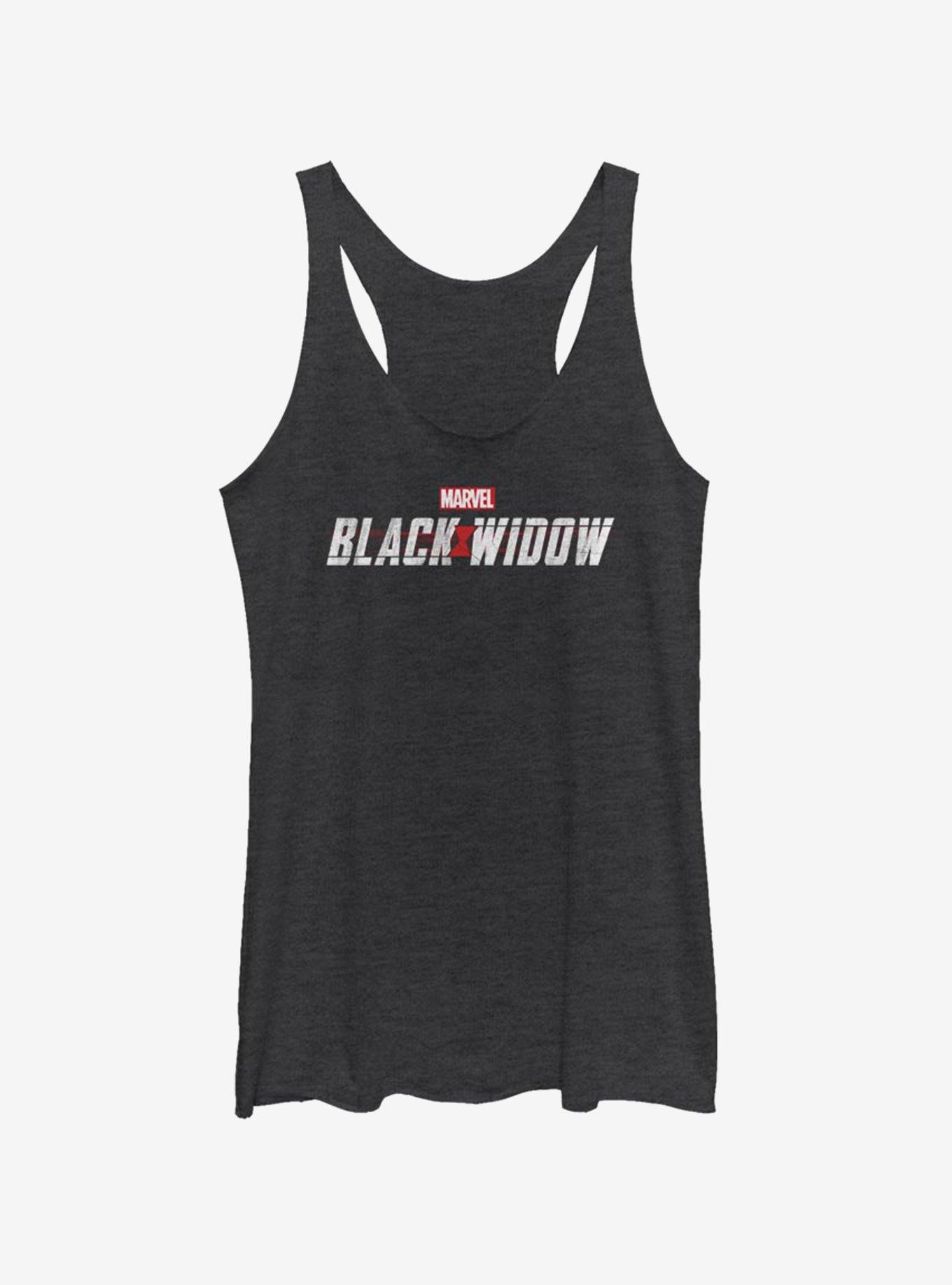 Marvel Black Widow Logo Girls Tank, BLK HTR, hi-res