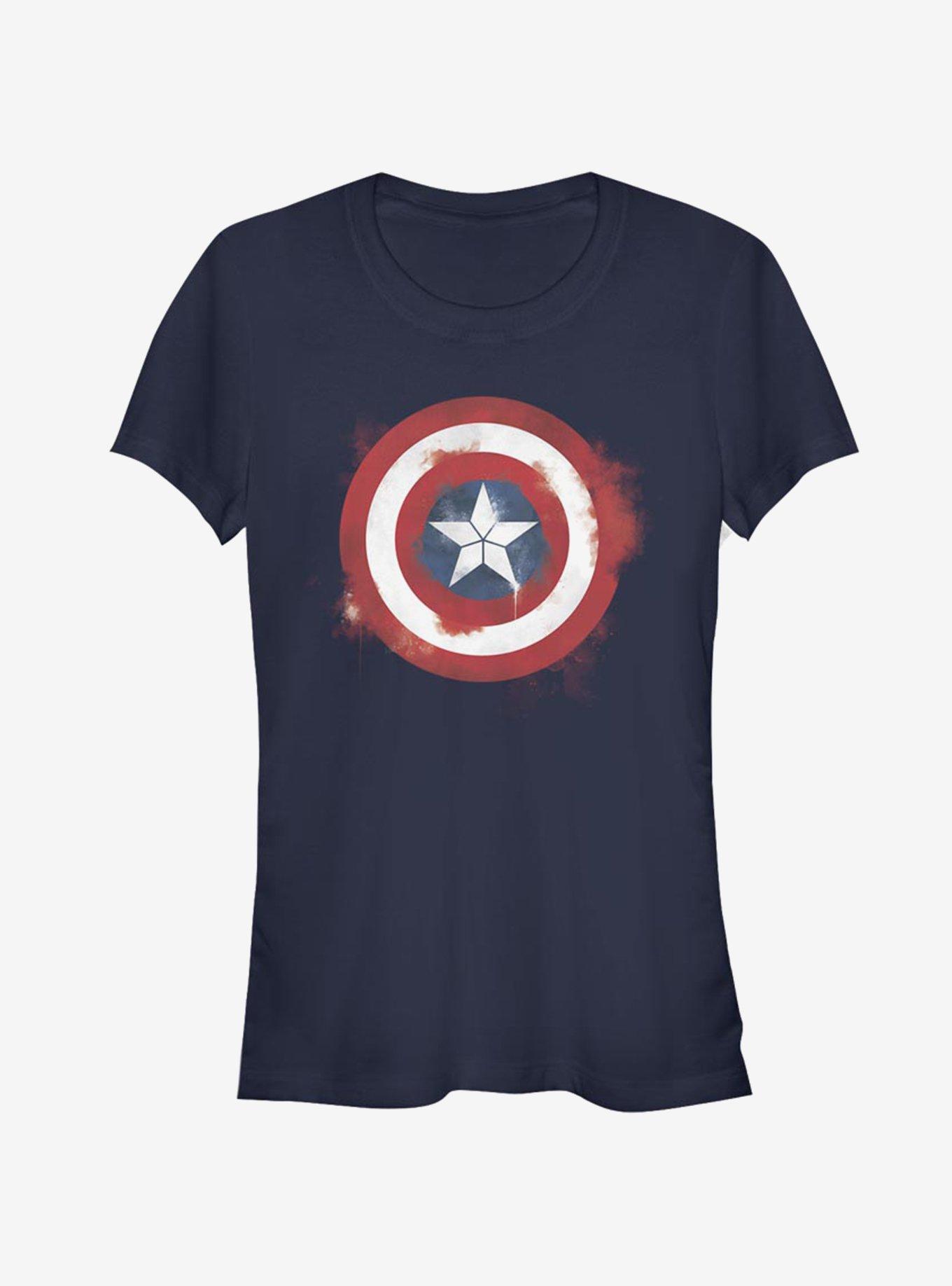 Marvel Captain America Spray Logo Girls T-Shirt, NAVY, hi-res