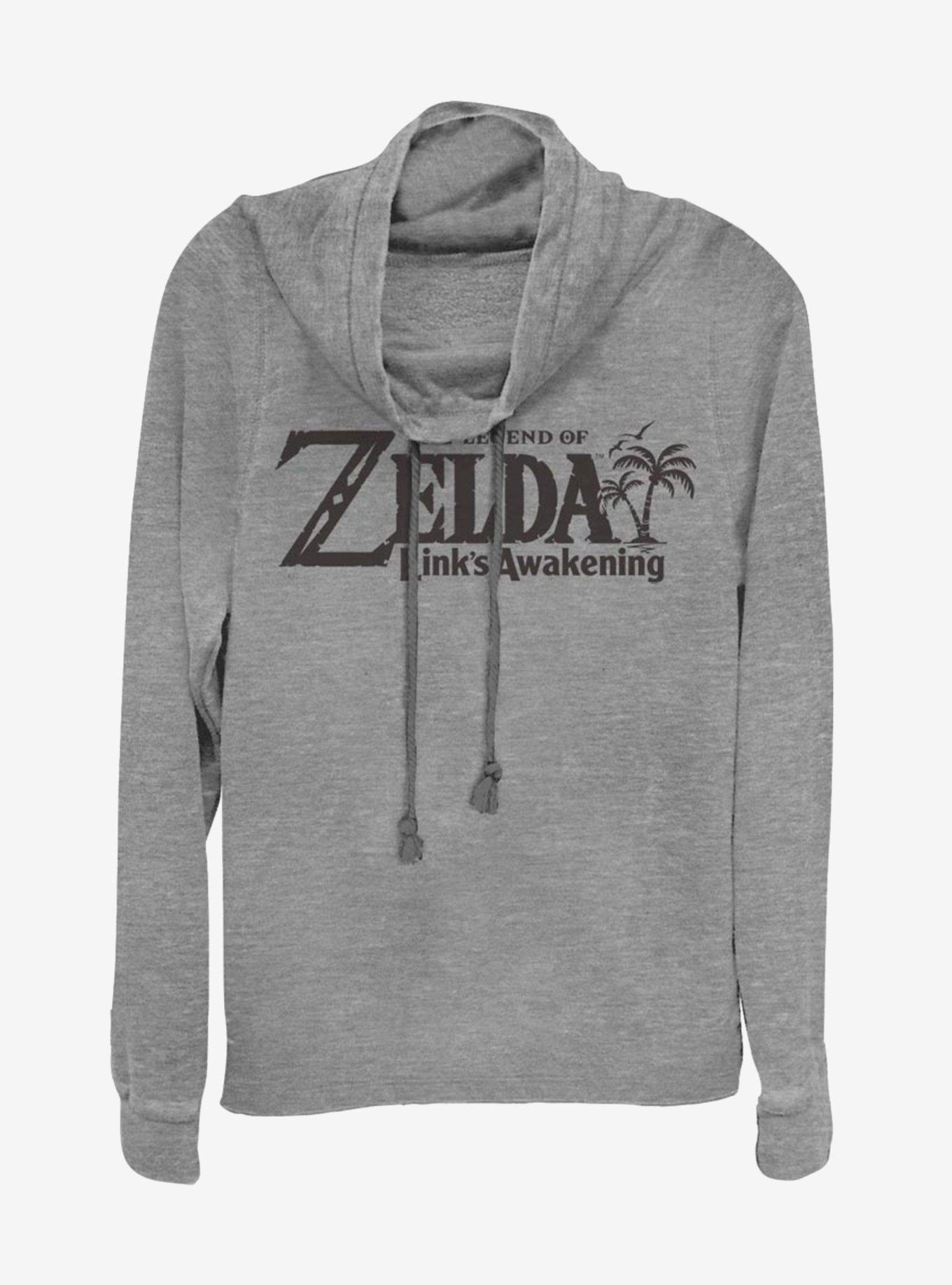 Nintendo The Legend of Zelda Link's Awakening Cowl Neck Long-Sleeve Girls Top, GRAY HTR, hi-res