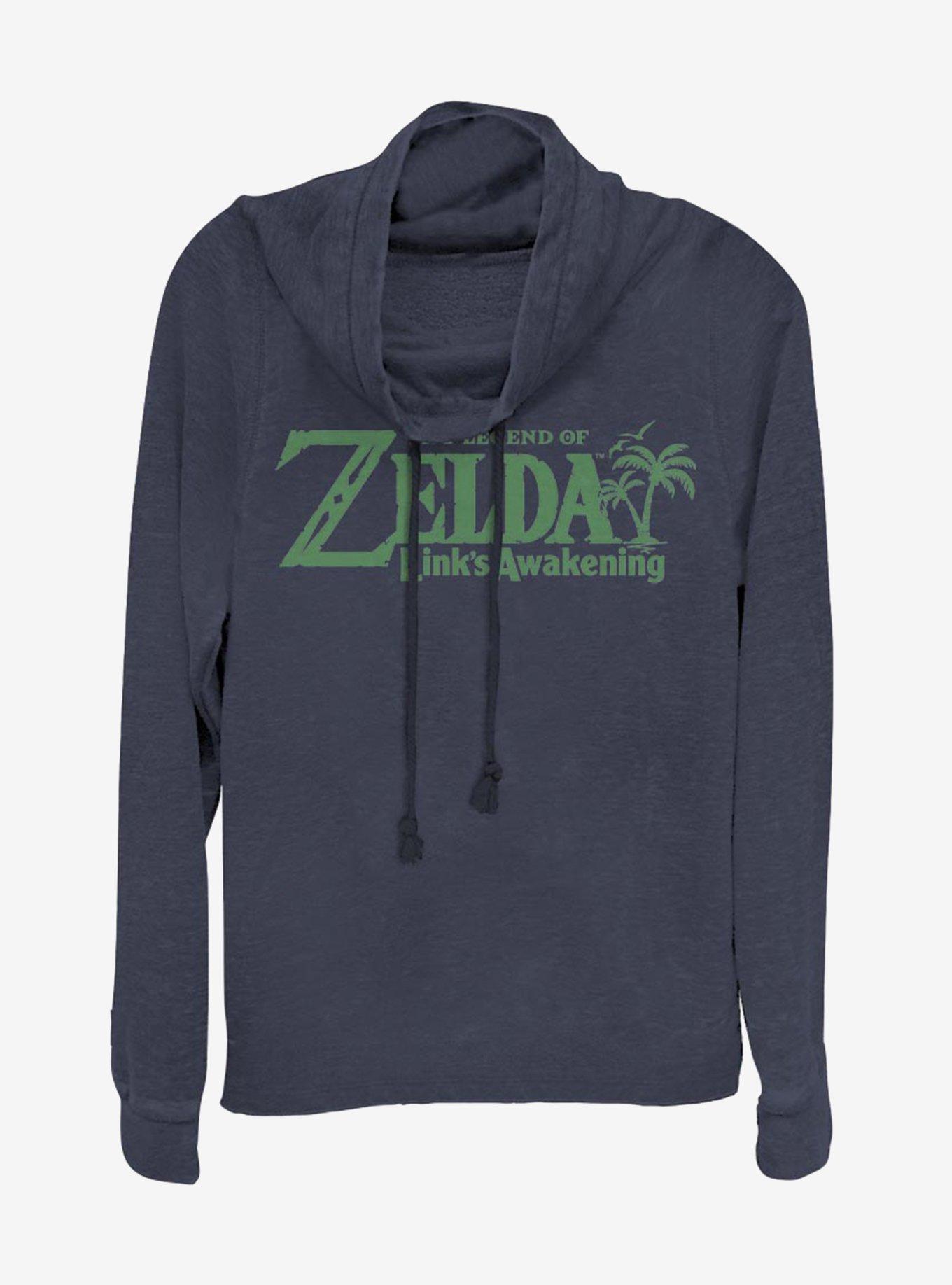 Nintendo The Legend of Zelda Link's Awakening Cowl Neck Long-Sleeve Girls Top, NAVY, hi-res