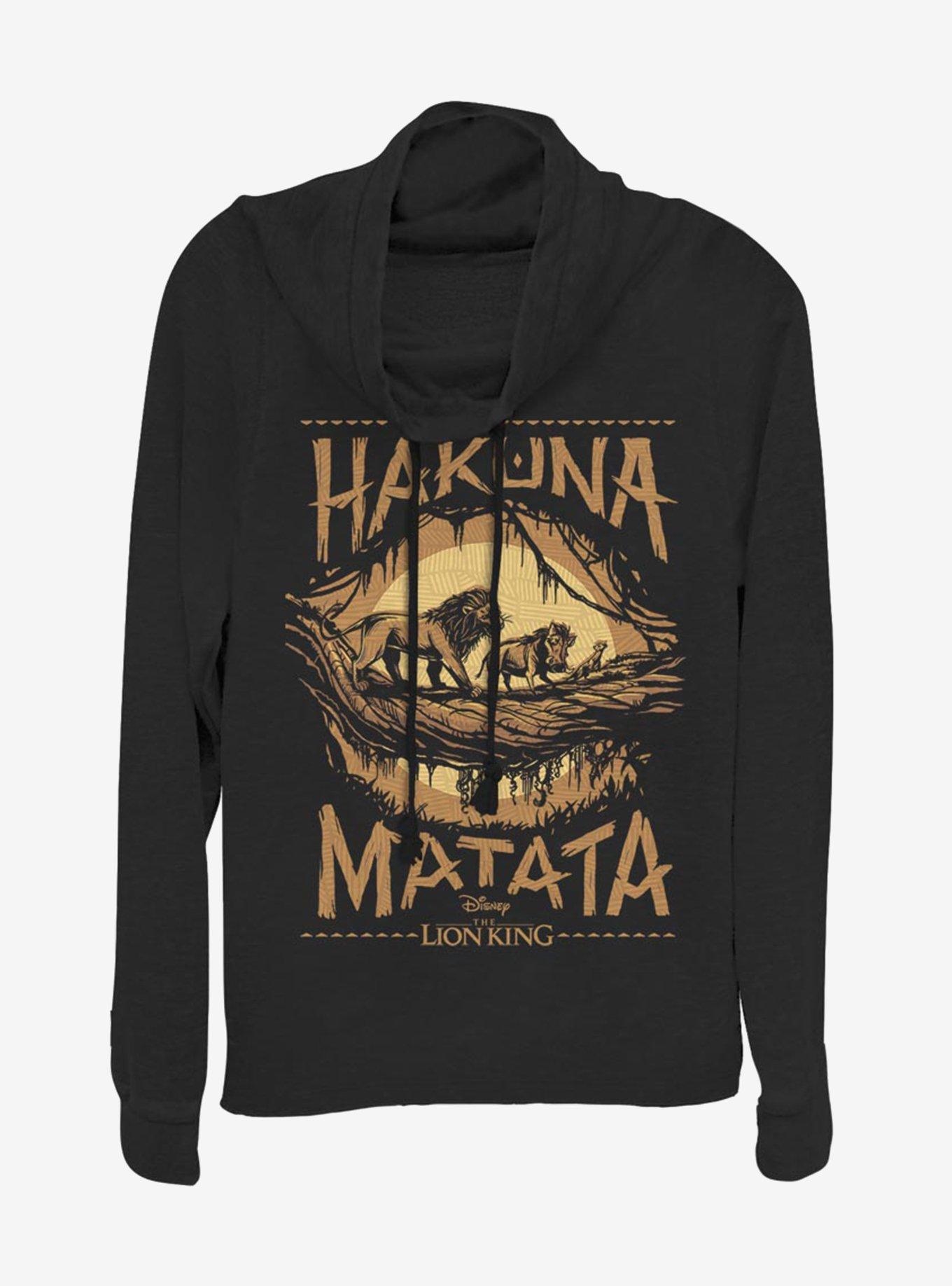 Disney The Lion King 2019 Savanna Poster Cowl Neck Long-Sleeve Girls Top, BLACK, hi-res