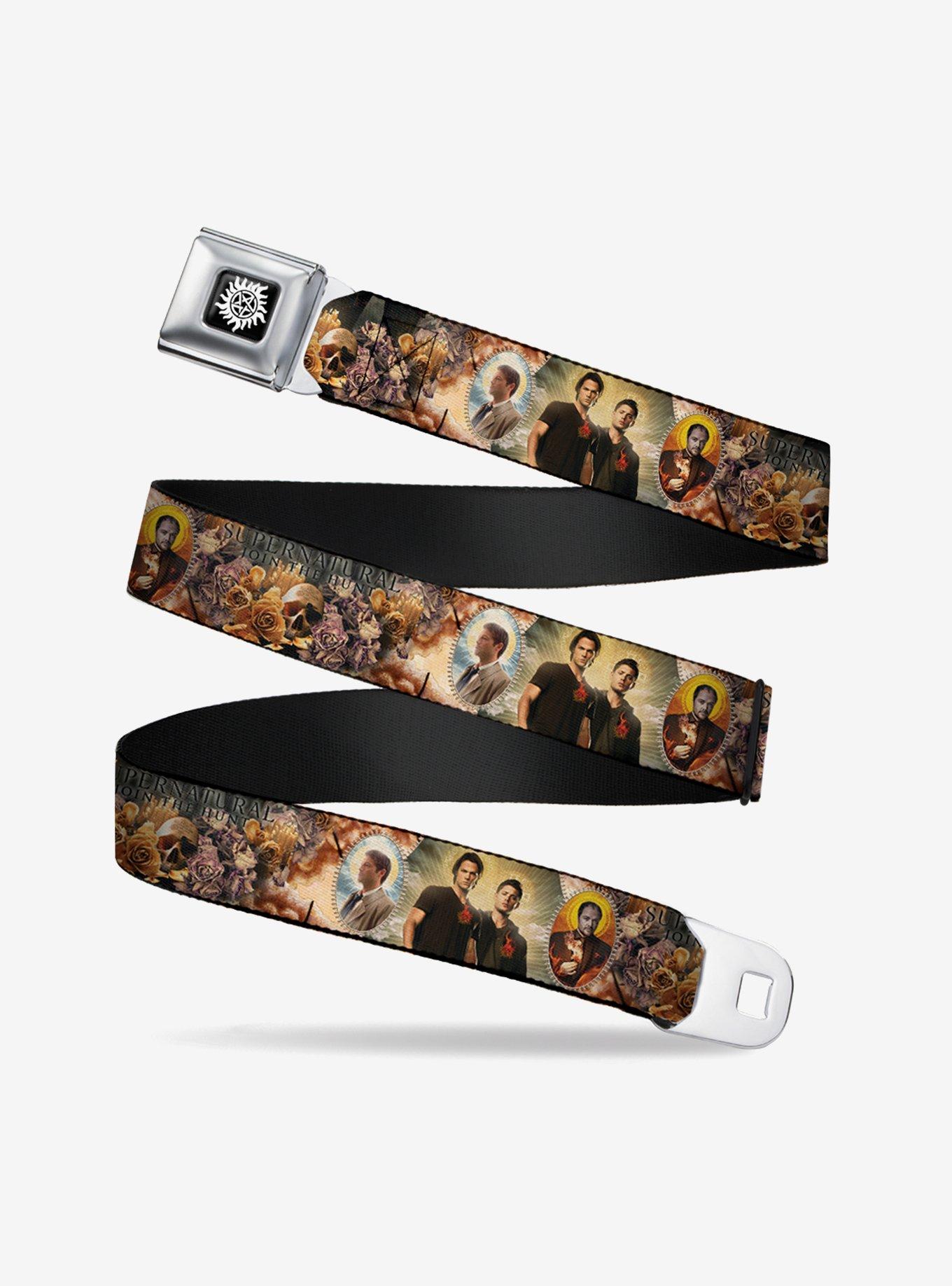 Supernatural Saintly Icons Skull Roses Seatbelt Belt, , hi-res