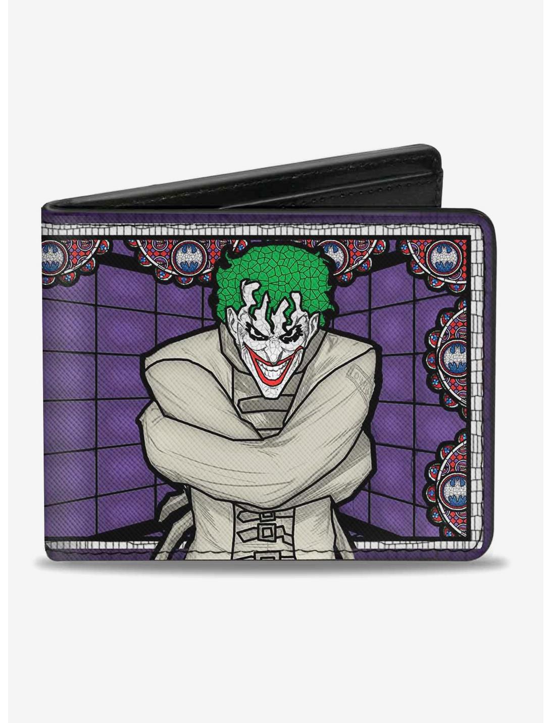 DC Comics Joker Stained Glass Straitjacket Bat Logo Bi-Fold Wallet, , hi-res