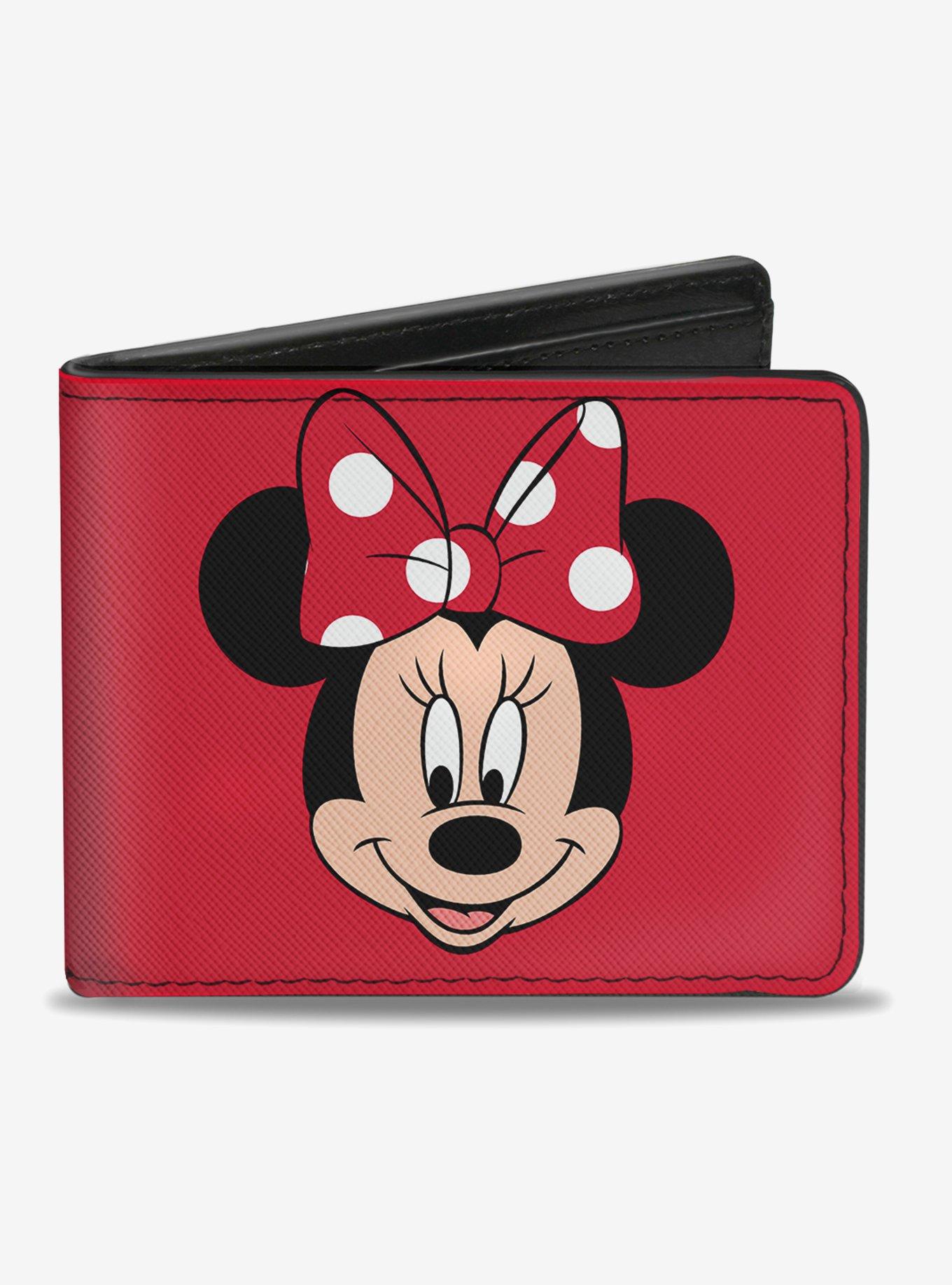 Disney Minnie Mouse Face Script Polka Dots Bi-Fold Wallet, , hi-res