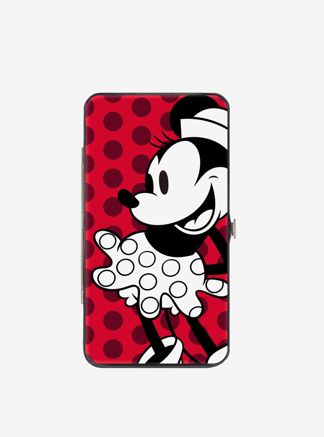 Disney Minnie Mouse Vintage Minnie Smiling Pose Front Back Dots Hinged Wallet, , hi-res