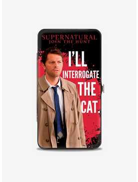 Supernatural Castiel I'll Interrogate The Cat Black Blood Splatter Hinged Wallet, , hi-res
