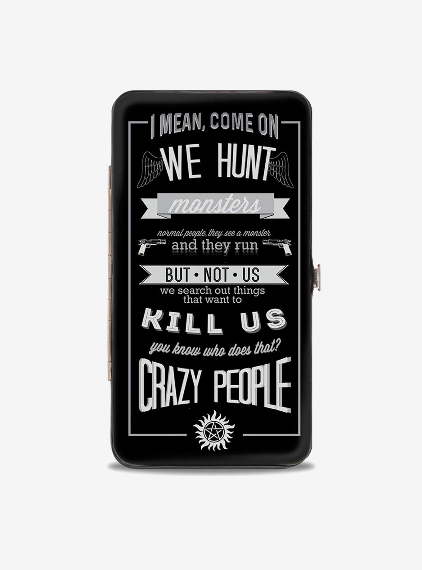 Supernatural Dean Crazy People Quote Winchester Pentagram Hinged Wallet, , hi-res