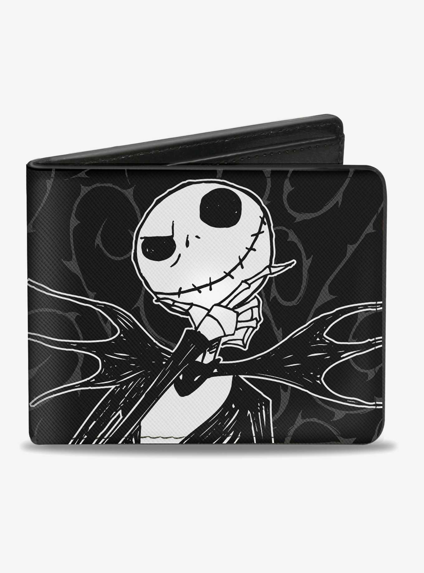 The Nightmare Before Christmas Jack Thinking Pose Thorny Vine Bi-Fold Wallet, , hi-res