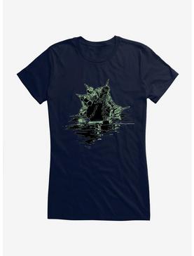 The Creature From The Black Lagoon Fin Attack Girls T-Shirt, NAVY, hi-res