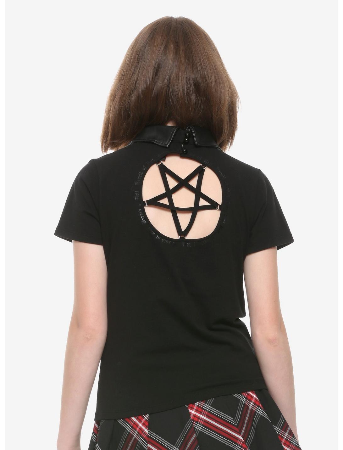 Chilling Adventures Of Sabrina Herald Of Hell Girls Collared Top, BLACK, hi-res