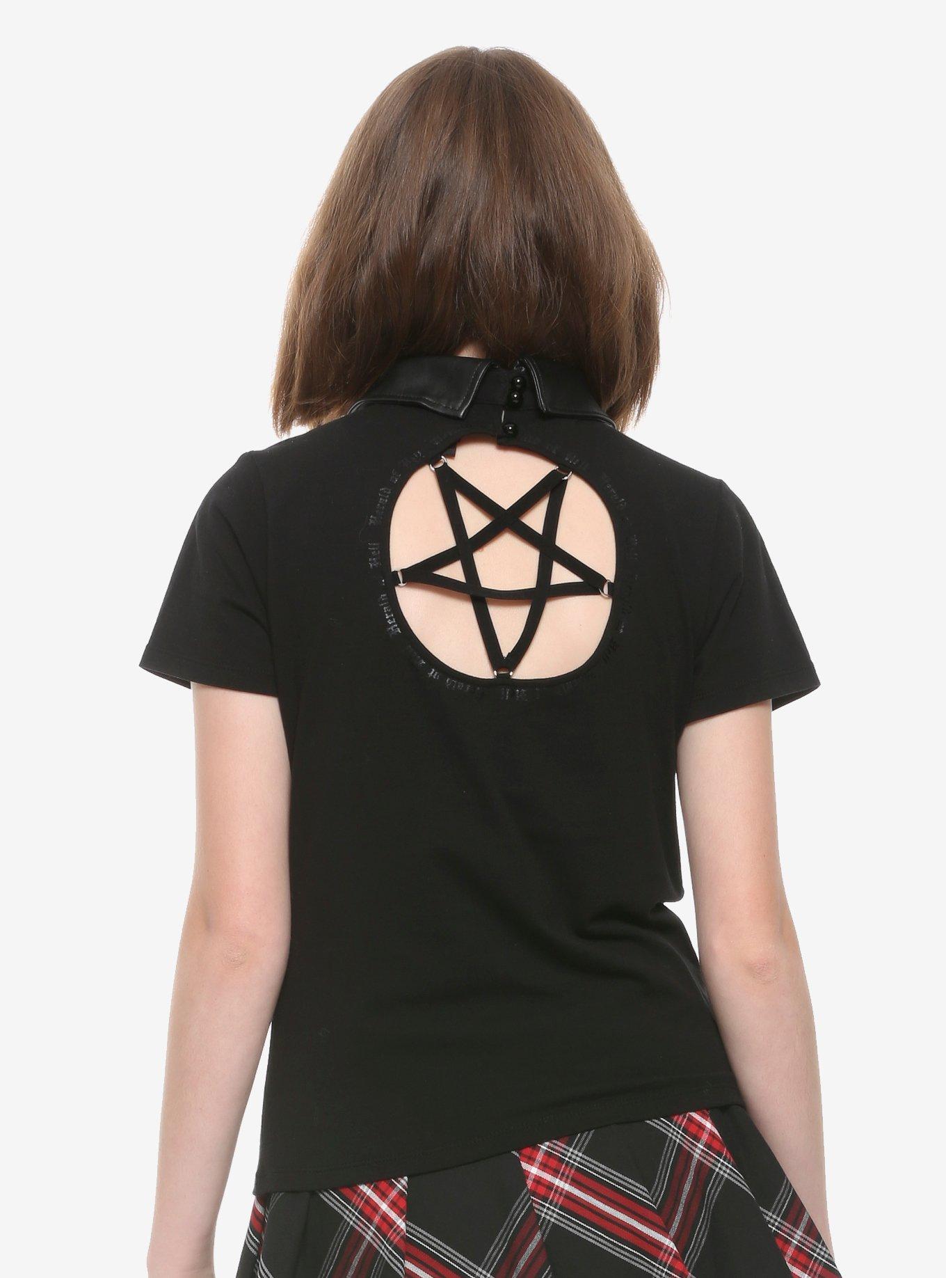 Chilling Adventures Of Sabrina Herald Of Hell Girls Collared Top, BLACK, hi-res