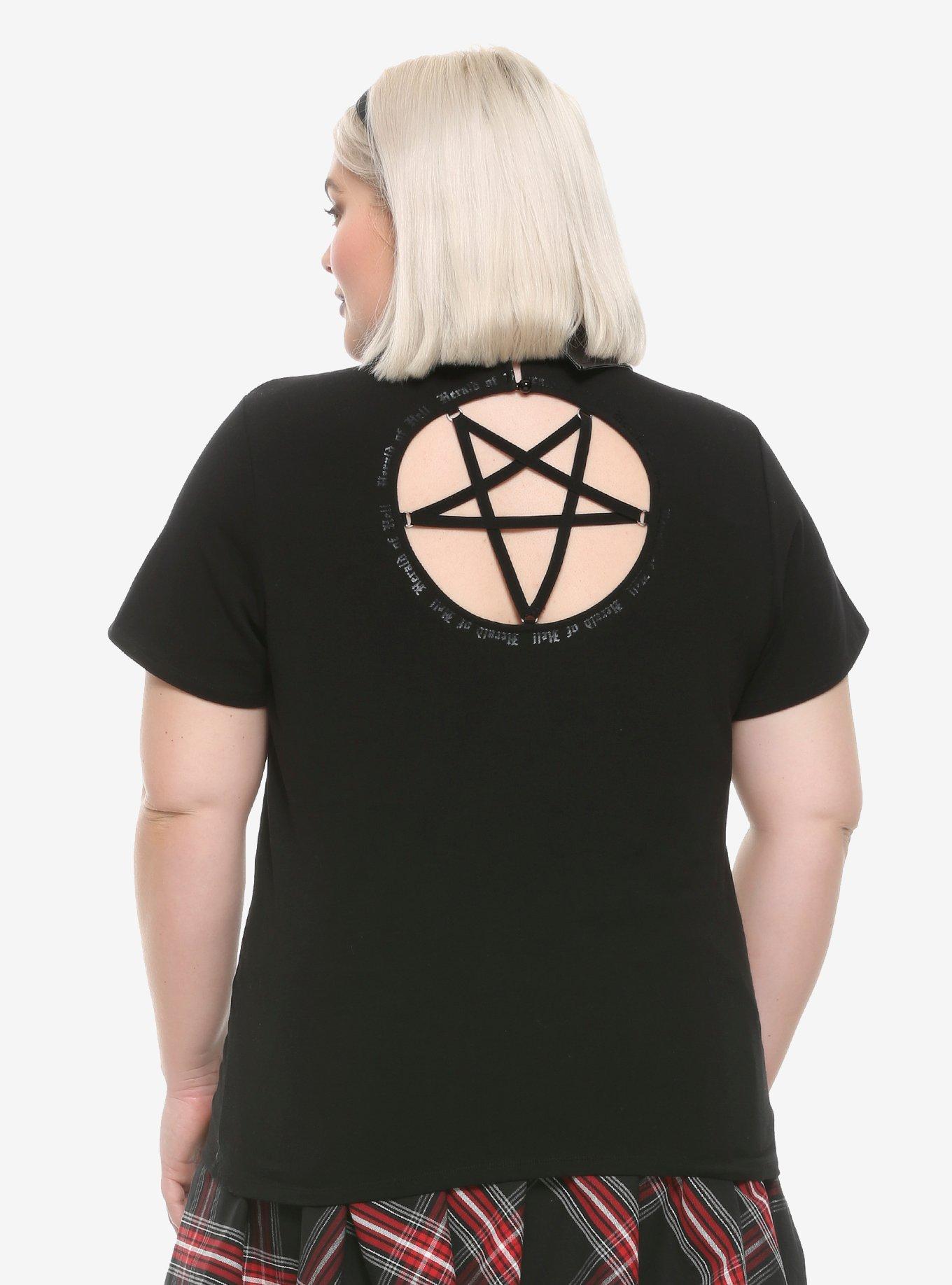 Chilling Adventures Of Sabrina Herald Of Hell Girls Collared Top Plus Size, BLACK, hi-res
